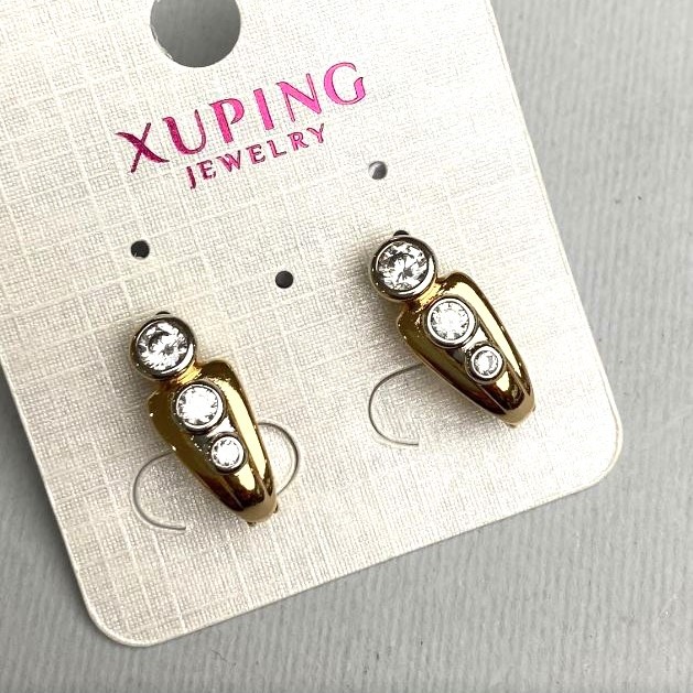 Xuping Earrings with White Crystals 7x18mm+- 18K Gold Plated