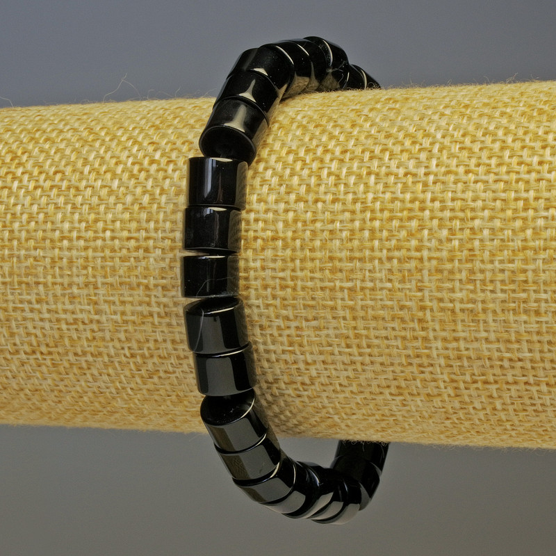 Agate Cylinder Bracelet, diameter 8x5mm+-, length 18cm stretch