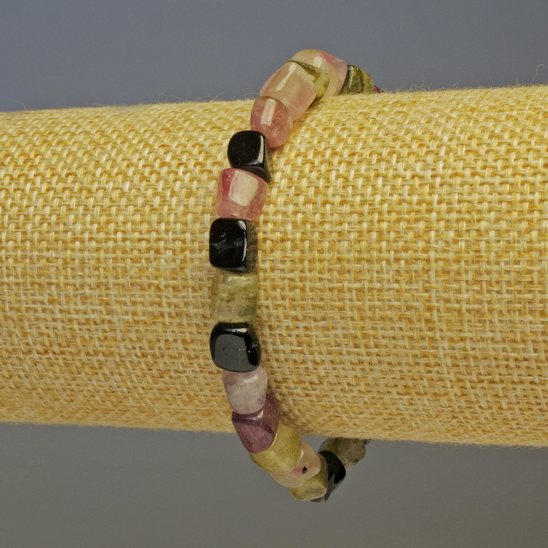 Tourmaline Bracelet Tumbled 7x6mm+-, length 18cm stretch