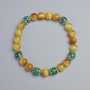 Cat's Eye and Malachite Smooth Bead Bracelet, diameter 8mm+- (stretch), length 18cm+- with metal inserts