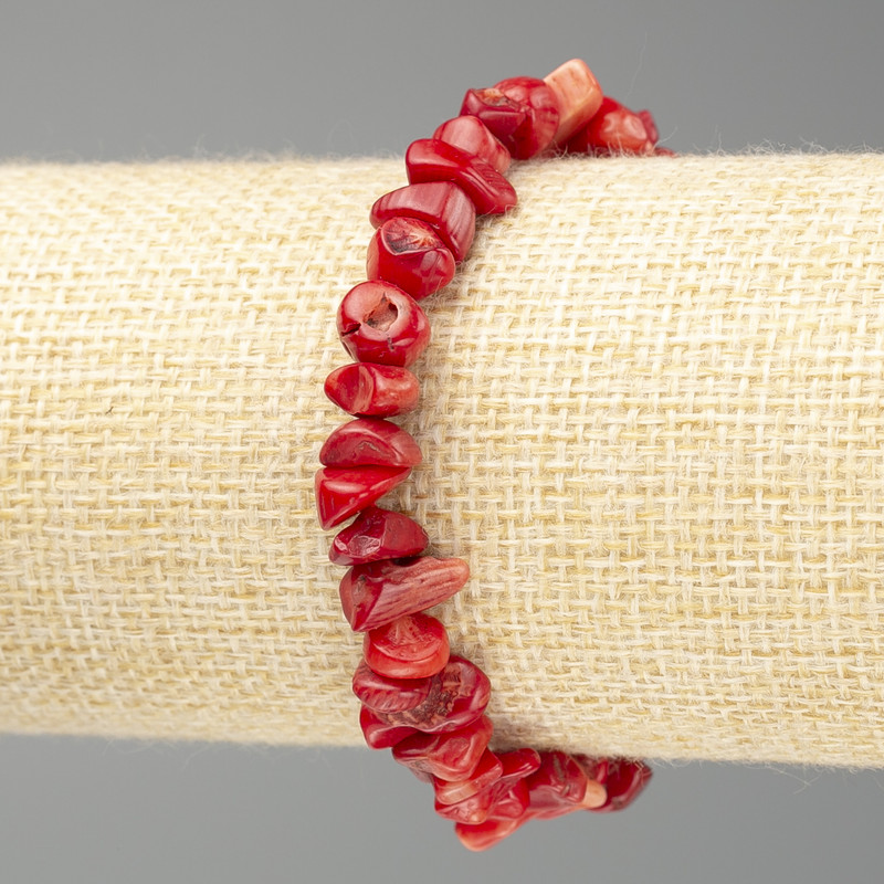 Coral Chip Bracelet, diameter 6x3mm, length 18cm (stretch)