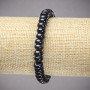 Elastic Bracelet Aventurine Blue Sand 'Cairo Night' (Pressed) Smooth Rondelle, diameter 8x5mm+-, length 18cm+