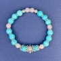 Aquamarine Bead Bracelet, Diameter 8mm, Rose Quartz Bead, Diameter 6.5mm+-, Length 18cm+- Stretch