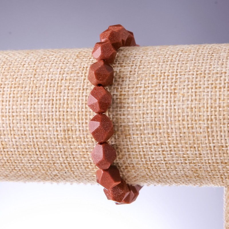 Bracelet Aventurine (synthetic) 'Golden Sand' faceted beads, diameter 8x10mm