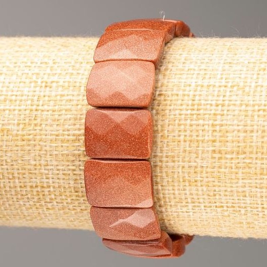 Aventurine Golden Sand Bracelet on Elastic, Faceted Rectangular Link 16.5x11.5mm+-, Length 20cm+