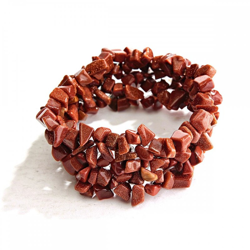 Aventurine Bracelet (Synthetic) 'Golden Sand' Stone Chips on Elastic Band