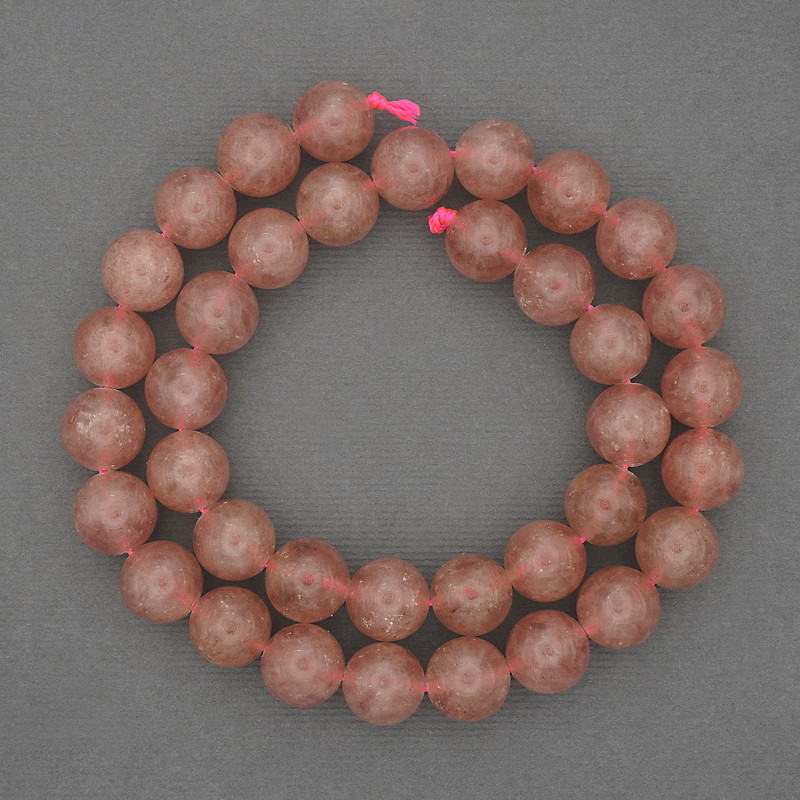 Strawberry Quartz Beads, Smooth Round, Diameter 10mm+/-, Length 39cm+/- on a Strand
