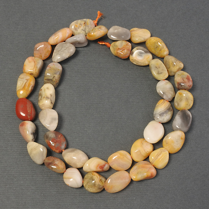 Beads on a Thread Landscape Jasper Tumbled, diameter 10-12x8mm+-, length 39cm+