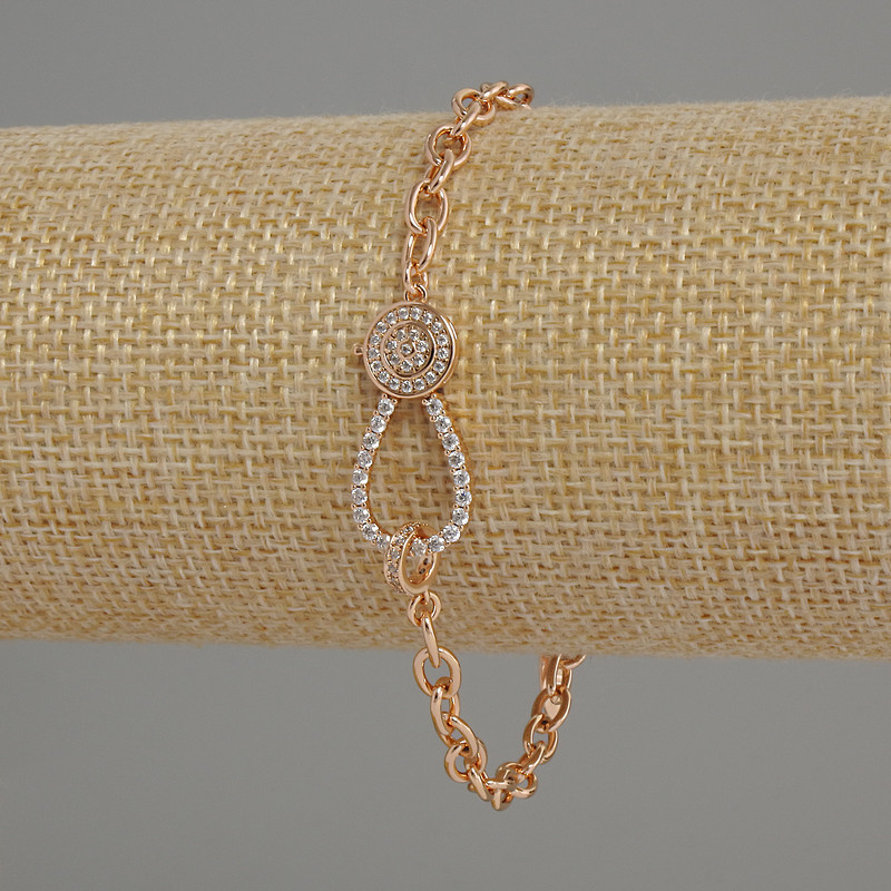 Xuping Bracelet White Rhinestones 18K Gold Plating, Diameter 4mm+/-, Length 17-21cm+/- with Extension Chain