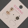 Xuping Stud Earrings with Black Crystal, Diameter 6mm+/- 18K Gold Plating