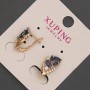 Xuping Earrings with White Rhinestones and Blue Crystals, Diameter 8mm+/-, Length 15mm+/- 18K Gold Plating