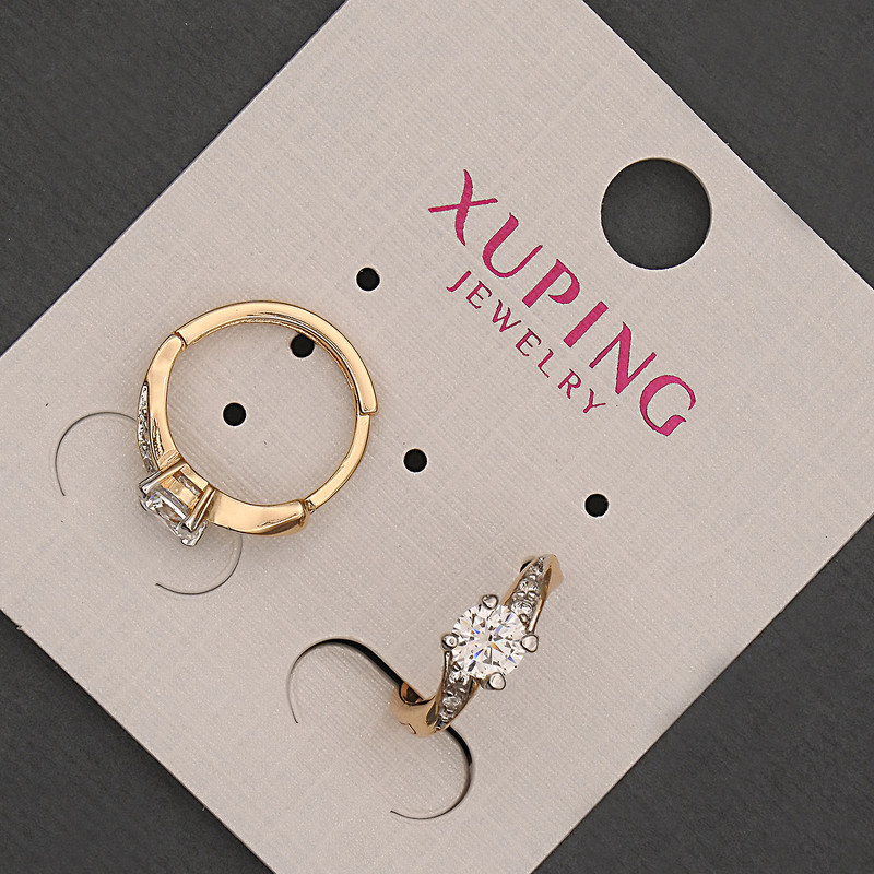 Xuping Hoop Earrings with White Crystal, diameter 4mm+-, length 14mm+- 18K Gold Plated