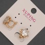 Xuping Earrings with White Crystal, Diameter 12mm+/-, Length 12mm+/- 18K Gold Plating