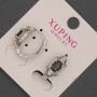 Xuping Earrings with Black Zircons, length 18mm+-, thickness 8mm+-, Rhodium
