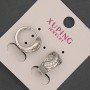 Xuping Earrings with White Rhinestones, diameter 9x16mm +-, Rhodium