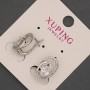 Xuping Earrings with White Rhinestones and Crystal, diameter 11x15mm +-, Rhodium