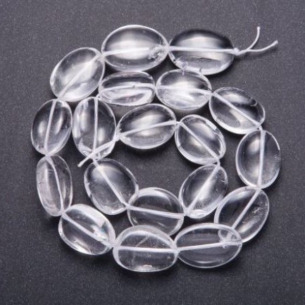 Natural Stone Beads Rock Crystal Tumbled, diameter 14-19x14-17mm+-, length 40cm+- on a string