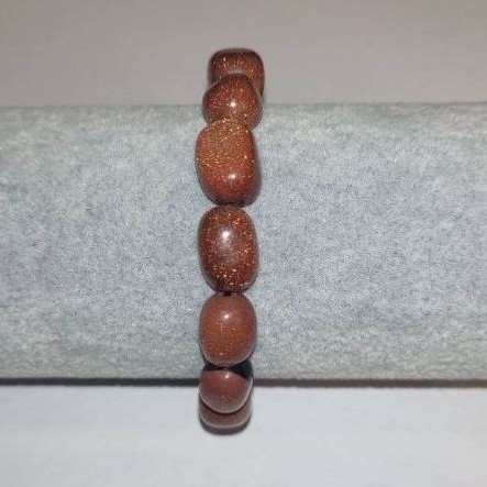 Aventurine Golden Sand Natural Stone Bracelet, Barrel Beads on Elastic, 10x14mm, Circumference 18cm