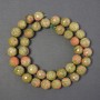 Heliotrope Jasper Beads, Faceted Round 10mm+/-, on Thread, Length 39cm+