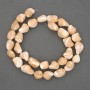 Natural Beige Mother-of-Pearl Beads on Thread, Tumbled, 10-12x8-10mm+/-, Length 40cm+/- on Fishing Line