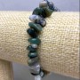 Moss Agate Chip Bracelet, natural stone, diameter 10x5mm, length 18cm, stretch