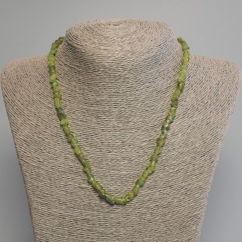 Chrysolite Necklace, tumbled beads, diameter 5-8x6mm+-, length 45cm+- with clasp