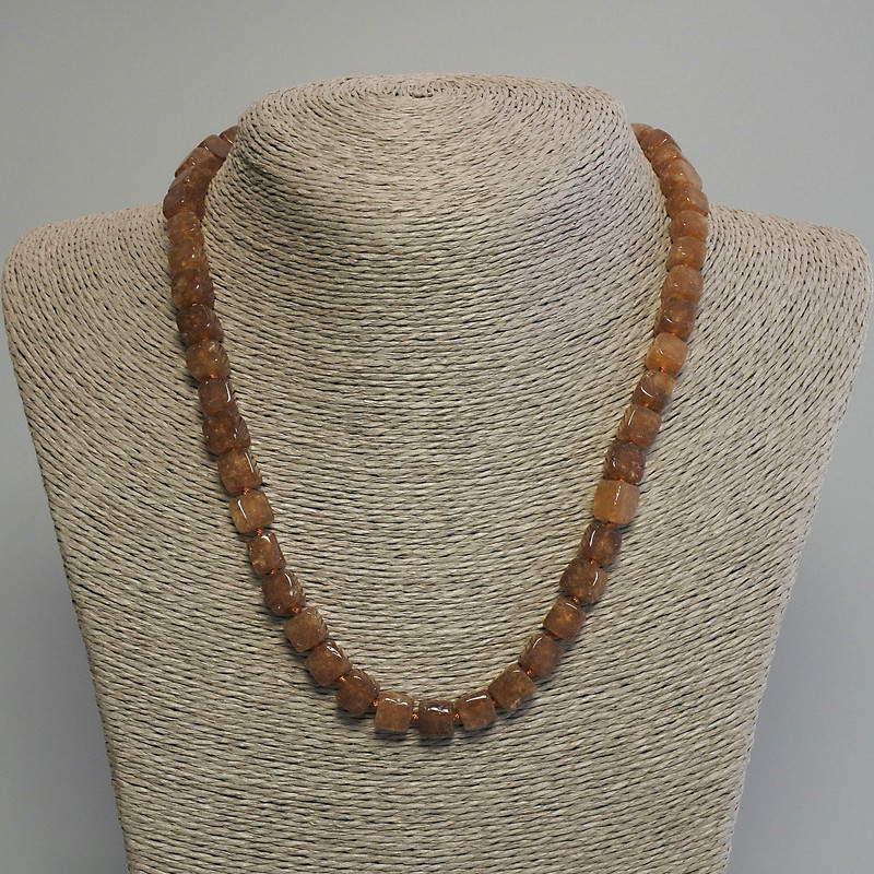 Citrine Cube Necklace, diameter 7mm, length 45cm+/- with clasp