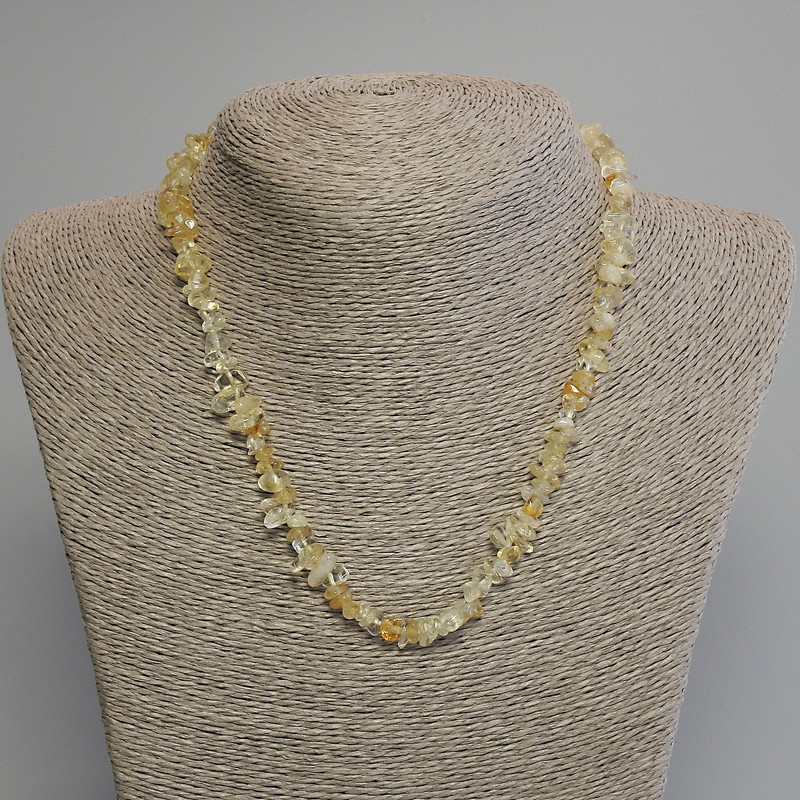 Citrine Chip Necklace, diameter 7x4mm+/-, length 45cm+/- with clasp