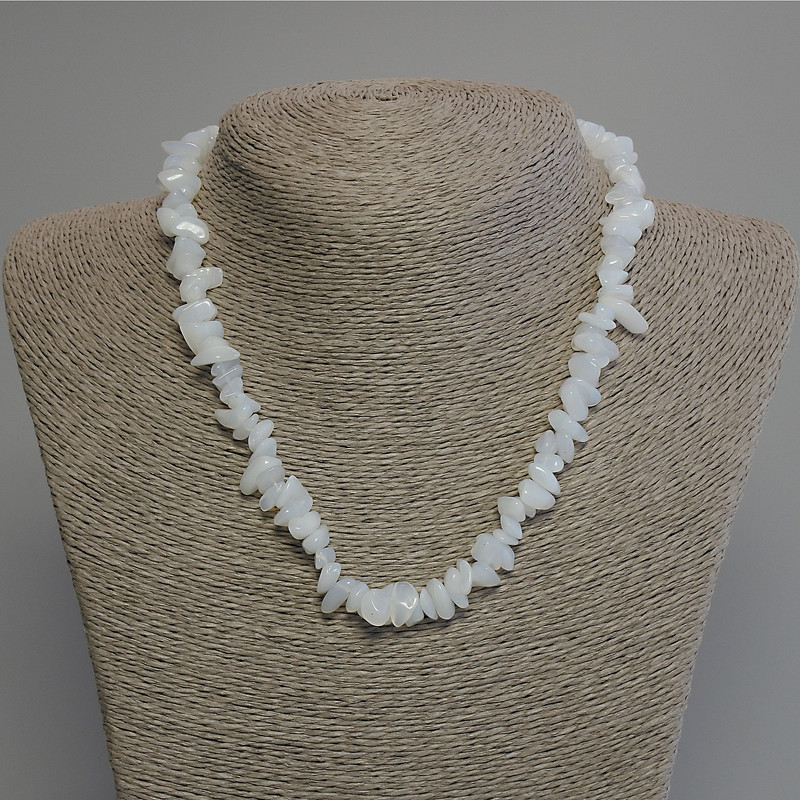 Necklace Moonstone chip beads, diameter 8-14x3-5mm+-, length 45cm+- with clasp