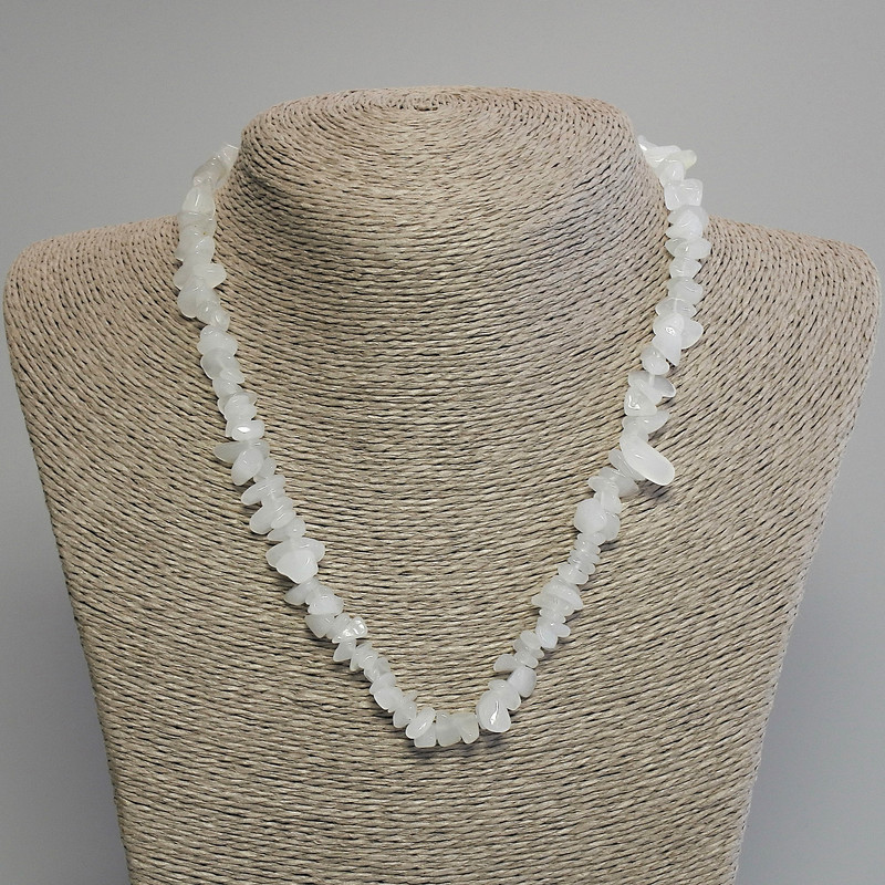 White Quartz Chip Necklace, diameter 6-10x3-5mm+-, length 45cm+- with clasp