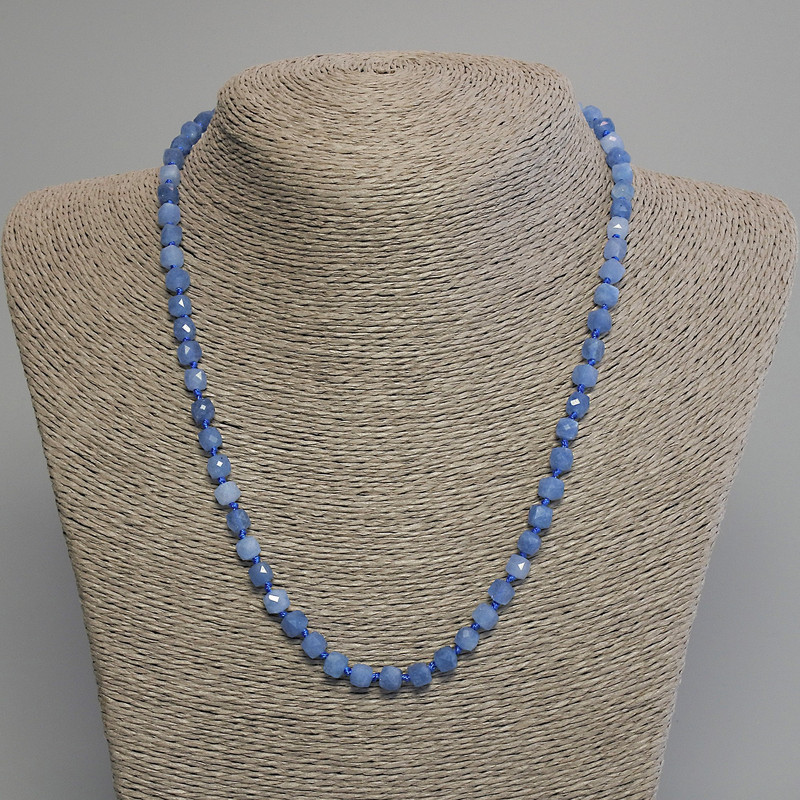 Aquamarine Faceted Cube Necklace, diameter 5mm+-, length 45cm+- with clasp