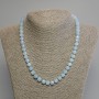 Aquamarine Faceted Cube Necklace, diameter 7mm+-, length 45cm+- with clasp