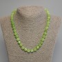 Necklace Chrysolite Olivine faceted cube, diameter 8mm+- seed beads 3mm+-, length 45cm+- with clasp