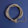 Triple Bracelet in Gold-tone, Silver-tone and Grey Metal with Extension Chain