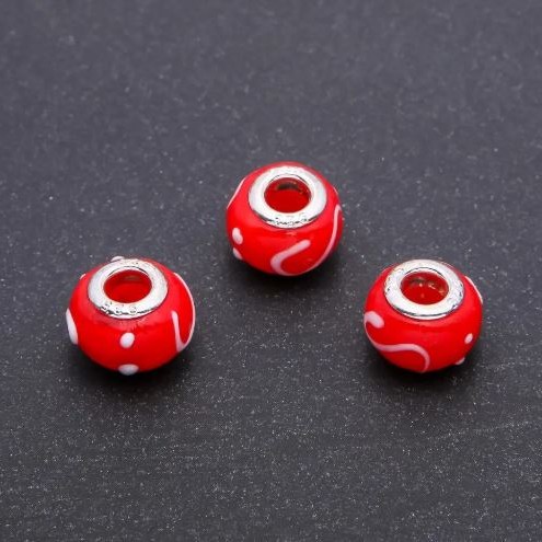 Pandora Bead Plastic, diameter 14x10mm, hole diameter 4.5mm, pack of 6