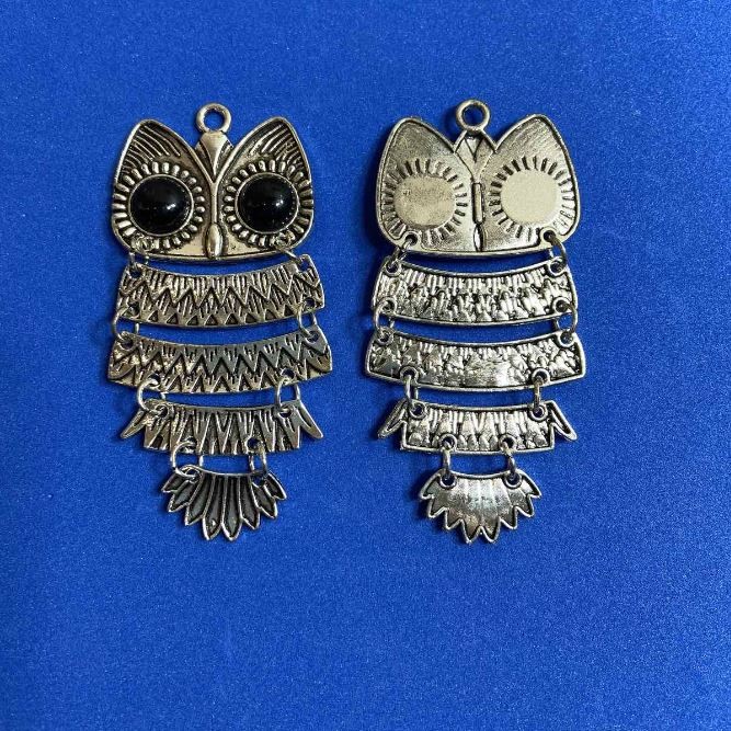 Findings Owl Charm 86x39mm+- Silver-tone Metal