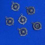 Ship's Wheel pendant finding, diameter 25x28mm+/-, pack of 23pcs+/- 20g, grey colour