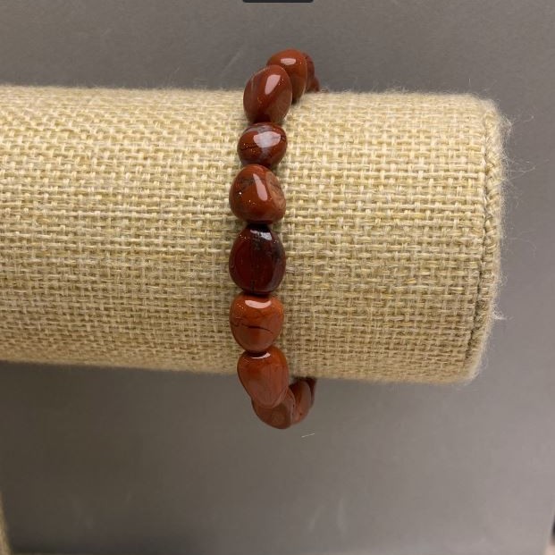 Red Jasper Faceted Bracelet, 10-12×8mm, 18cm (stretch)
