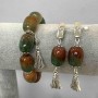 Bracelet and Earrings Set - Brazilian Agate faceted 18x13mm +-, length 64mm+- with metal inserts, length 18cm+- stretch