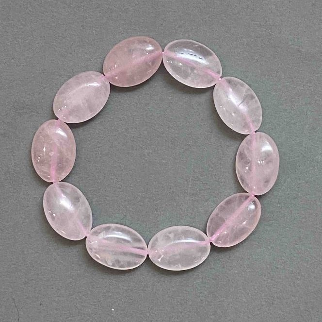 Pink Quartz Bracelet Oval 18×13mm, 18cm length stretch