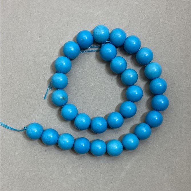 Turquoise Smooth Round Beads, diameter 14mm +/-, length 40cm+