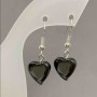 Hematite Heart Earrings, diameter 11mm+/-, length 30mm+