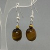 Tiger's Eye Barrel Earrings, diameter 12x10mm+/-, length 35mm+