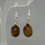 Tiger's Eye Barrel Earrings, diameter 12x10mm+/-, length 35mm+
