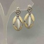 Stud Earrings with White Crystal and White Rhinestones, 15mm+/- Diameter, 33mm+ Length