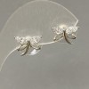 Stud Earrings, White Rhinestones, 10x12mm+/- Diameter, Silver-Tone Metal