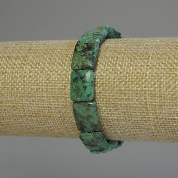 African Turquoise Bracelet, Rectangle, diameter 16x12mm+-, length 18cm+- stretch