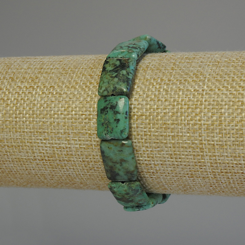 African Turquoise Bracelet, Rectangle, diameter 16x12mm+-, length 18cm+- stretch