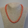 Necklace Imitation Coral Rondelle 8x5mm+/-, length 50cm+/- with clasp