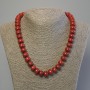 Necklace Imitation Coral Rondelle 12x8mm+/-, length 50cm+/- with clasp
